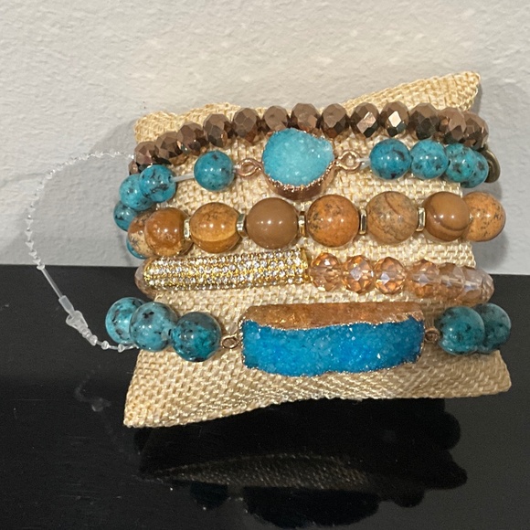 Boho “ Jolene ” 5 Strand Bracelet with Natural Stones and Charms R4B - Picture 1 of 2